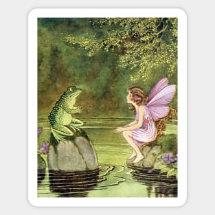 Frog and Fairy Talking -Ida Rentoul Outhwaite Sticker